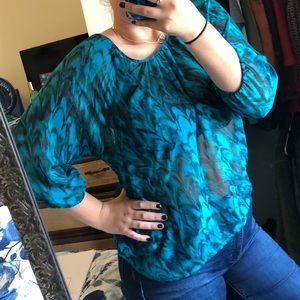 Sheer Blue Women’s Blouse Very Flowy